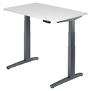 Bureau à hauteur réglable électriquement XBHM 12 GG en blanc avec structure gris foncé de hjh OFFICE PRO
