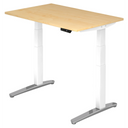 Bureau à hauteur réglable électriquement XBHM 12 WC aspect érable avec piètement blanc de hjh OFFICE PRO