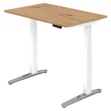 Bureau à hauteur réglable électriquement XBHM 12 WC en chêne rustique avec piètement blanc de hjh OFFICE PRO