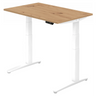 Bureau à hauteur réglable électriquement XBHM 12 WW en chêne rustique avec piètement blanc de hjh OFFICE PRO