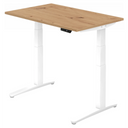 Bureau à hauteur réglable électriquement XBHM 12 WW en chêne rustique avec piètement blanc de hjh OFFICE PRO