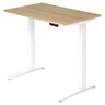 Bureau à hauteur réglable électriquement XBHM 12 WW avec plateau en chêne clair et piètement blanc de hjh OFFICE PRO