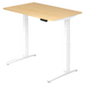 Bureau réglable en hauteur électriquement XBHM 12 WW avec plateau en bois d'érable et structure blanche de hjh OFFICE PRO