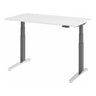 Bureau à hauteur réglable électriquement XBHM 14 GC en blanc avec pieds gris et affichage numérique de hjh OFFICE PRO