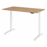 Bureau à hauteur réglable électriquement XBHM 14 WC avec piètement blanc et plateau en chêne rustique de hjh OFFICE PRO