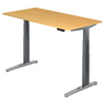 Bureau à hauteur réglable électriquement XBHM 16 GC en hêtre avec pieds gris de hjh OFFICE PRO