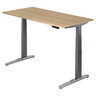 Bureau à hauteur réglable électriquement XBHM 16 GC en chêne avec pieds gris de hjh OFFICE PRO