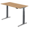 Bureau à hauteur réglable électriquement XBHM 16 GC en chêne rustique avec pieds gris de hjh OFFICE PRO