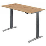Bureau à hauteur réglable électriquement XBHM 16 GC en chêne rustique avec pieds gris de hjh OFFICE PRO