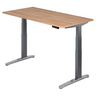 Bureau réglable en hauteur électriquement XBHM 16 GC aspect noyer avec piètement gris foncé de hjh OFFICE PRO