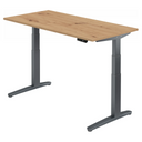 Bureau à réglage électrique de la hauteur XBHM 16 GG en chêne rustique avec structure gris foncé de hjh OFFICE PRO