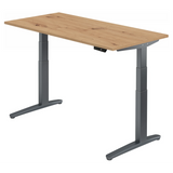 Bureau à réglage électrique de la hauteur XBHM 16 GG en chêne rustique avec structure gris foncé de hjh OFFICE PRO