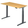 Bureau à hauteur réglable électriquement XBHM 16 GG en hêtre avec structure gris foncé de hjh OFFICE PRO