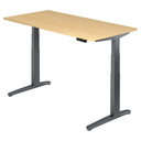 Bureau à hauteur réglable électriquement XBHM 16 GG en érable avec cadre gris foncé de hjh OFFICE PRO