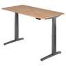 Bureau à hauteur réglable électriquement XBHM 16 GG en noyer avec pieds gris de hjh OFFICE PRO