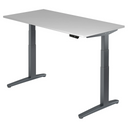 Bureau à hauteur réglable électriquement XBHM 16 GG en gris avec affichage numérique de hjh OFFICE PRO