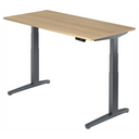 Bureau à hauteur réglable électriquement XBHM 16 GG en chêne avec structure anthracite de hjh OFFICE PRO