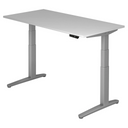 Bureau à hauteur réglable électriquement XBHM 16 SS en gris avec affichage numérique de hjh OFFICE PRO