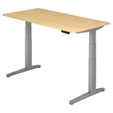 Bureau à hauteur réglable électriquement XBHM 16 SS en érable avec pieds gris de hjh OFFICE PRO