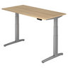 Bureau à hauteur réglable électriquement XBHM 16 SS aspect chêne avec structure grise de hjh OFFICE PRO