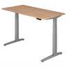 Bureau à hauteur réglable électriquement XBHM 16 SS effet noyer et structure grise de hjh OFFICE PRO