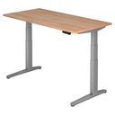 Bureau à hauteur réglable électriquement XBHM 16 SS effet noyer et structure grise de hjh OFFICE PRO
