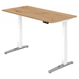 Bureau à hauteur réglable électriquement XBHM 16 WC en chêne rustique avec structure blanche de hjh OFFICE PRO