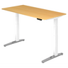 Bureau réglable en hauteur électriquement XBHM 16 WC en hêtre avec pieds blancs de hjh OFFICE PRO
