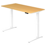 Bureau à hauteur réglable électriquement XBHM 16 WW en hêtre avec piètement blanc de hjh OFFICE PRO