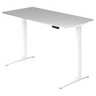 Bureau à hauteur réglable électriquement XBHM 16 WW avec plateau gris et structure blanche de hjh OFFICE PRO