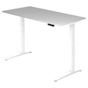 Bureau à hauteur réglable électriquement XBHM 16 WW avec plateau gris et structure blanche de hjh OFFICE PRO