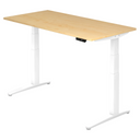 Bureau à hauteur réglable électriquement XBHM 16 WW en érable avec structure blanche de hjh OFFICE PRO