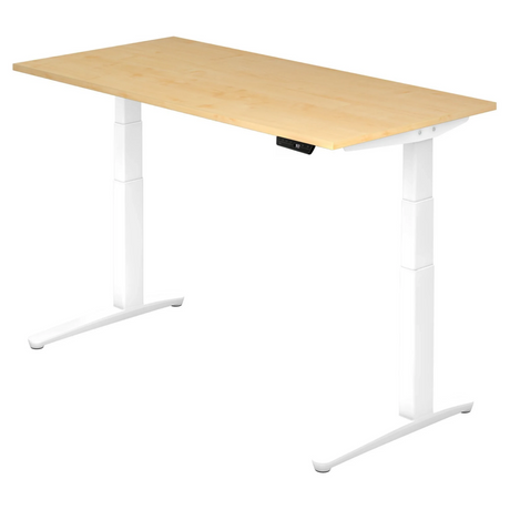 Bureau à hauteur réglable électriquement XBHM 16 WW en érable avec structure blanche de hjh OFFICE PRO