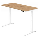Bureau à hauteur réglable électriquement XBHM 16 WW en chêne noueux avec piètement blanc de hjh OFFICE PRO