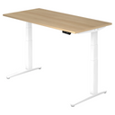 Bureau à hauteur réglable électriquement XBHM 16 WW en chêne avec structure blanche de hjh OFFICE PRO