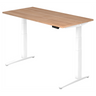 Bureau à hauteur réglable électriquement XBHM 16 WW avec plateau en noyer et cadre blanc de hjh OFFICE PRO