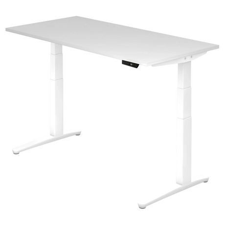 Bureau à hauteur réglable électriquement XBHM 16 WW en blanc avec panneau de commande numérique de hjh OFFICE PRO