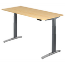 Bureau à hauteur réglable électriquement XBHM 19 GC aspect érable avec piètement gris foncé de hjh OFFICE PRO