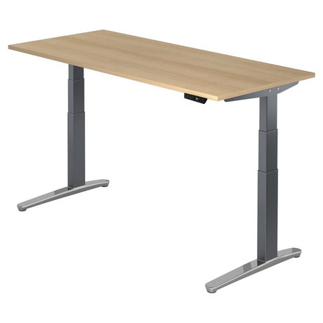 Bureau à hauteur réglable électriquement XBHM 19 GC en chêne avec structure grise de hjh OFFICE PRO