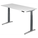 Bureau à hauteur réglable électriquement XBHM 19 GC en blanc avec panneau de commande numérique de hjh OFFICE PRO