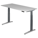 Bureau à hauteur réglable électriquement XBHM 19 GC en gris avec affichage numérique de hjh OFFICE PRO