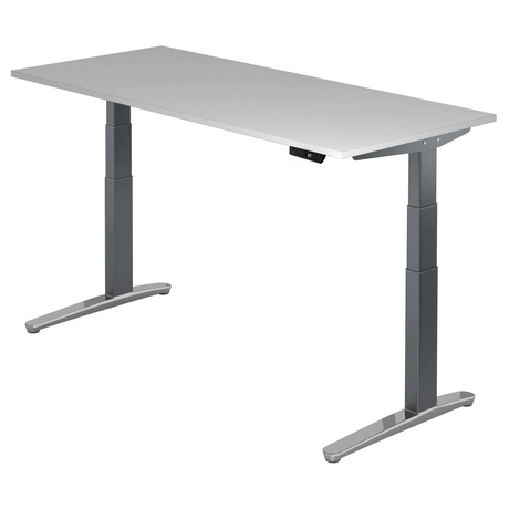 Bureau à hauteur réglable électriquement XBHM 19 GC en gris avec affichage numérique de hjh OFFICE PRO