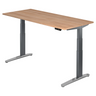 Bureau à hauteur réglable électriquement XBHM 19 GC aspect noyer avec piètement gris de hjh OFFICE PRO