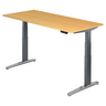Bureau à hauteur réglable électriquement XBHM 19 GC en hêtre avec pieds gris de hjh OFFICE PRO