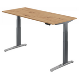 Bureau à hauteur réglable électriquement XBHM 19 GC en chêne rustique avec pieds gris de hjh OFFICE PRO