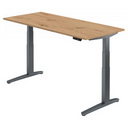 Bureau à hauteur réglable électriquement XBHM 19 GG en chêne rustique avec pieds gris de hjh OFFICE PRO