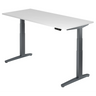 Bureau réglable en hauteur électriquement XBHM 19 GG avec plateau blanc et piètement gris de hjh OFFICE PRO