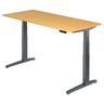 Bureau à hauteur réglable électriquement XBHM 19 GG en hêtre avec structure grise de hjh OFFICE PRO