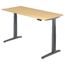 Bureau à hauteur réglable électriquement XBHM 19 GG en érable avec piètement gris foncé de hjh OFFICE PRO