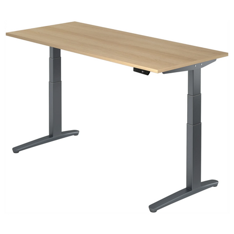 Bureau à hauteur réglable électriquement XBHM 19 GG en chêne avec pieds gris de hjh OFFICE PRO